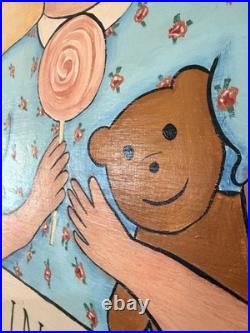 Original signed Kina Crow Diva in Training Folk Art Painting Framed Whimsical