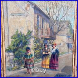 Original vintage oil on canvas painting by American artist W. E. Marsh, signed Original vintage oil on canvas painting by American artist W. E. Marsh, signed