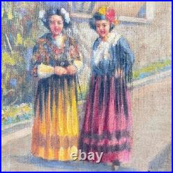 Original vintage oil on canvas painting by American artist W. E. Marsh, signed Original vintage oil on canvas painting by American artist W. E. Marsh, signed
