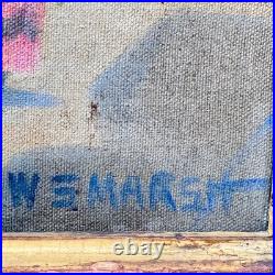 Original vintage oil on canvas painting by American artist W. E. Marsh, signed Original vintage oil on canvas painting by American artist W. E. Marsh, signed