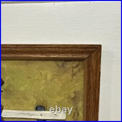 Outsider Art / Folk Art Original Oil Painting Hobo on bench with pigeons V Reed