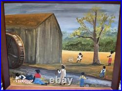 Outsider Artist Alfonso Willums, (Family Picnic) Acrylic 12.5Long x 15Wide