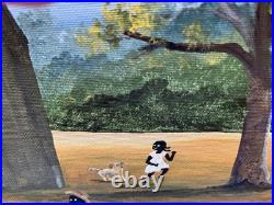 Outsider Artist Alfonso Willums, (Family Picnic) Acrylic 12.5Long x 15Wide