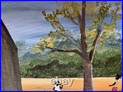 Outsider Artist Alfonso Willums, (Family Picnic) Acrylic 12.5Long x 15Wide