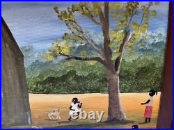Outsider Artist Alfonso Willums, (Family Picnic) Acrylic 12.5Long x 15Wide