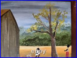 Outsider Artist Alfonso Willums, (Family Picnic) Acrylic 12.5Long x 15Wide
