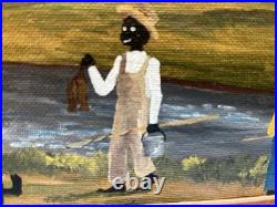 Outsider Artist Alfonso Willums, (Family Picnic) Acrylic 12.5Long x 15Wide