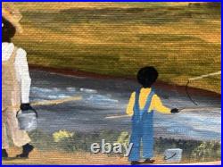 Outsider Artist Alfonso Willums, (Family Picnic) Acrylic 12.5Long x 15Wide