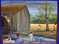 Outsider Artist Alfonso Willums, (Family Picnic) Acrylic 12.5Long x 15Wide