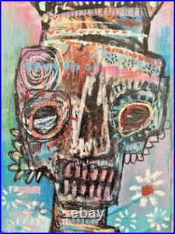 Outsider Artist Jesse Reno 2008 Original Mixed Media Painting wood Signed book