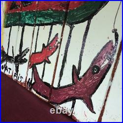 Outsider Folk Art Double Sided Painting By Willie Jinks (1921-2012) Outsider Folk Art Double Sided Painting By Willie Jinks (1921-2012)