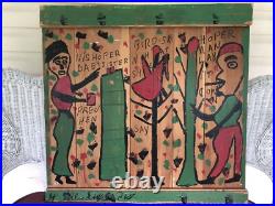 Outsider Folk Art Double Sided Painting By Willie Jinks (1921-2012) Outsider Folk Art Double Sided Painting By Willie Jinks (1921-2012)