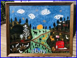 Outsider Folk Art Oil Painting Wildlife By Philip Chief Wiley Outsider Folk Art Oil Painting Wildlife By Philip Chief Wiley