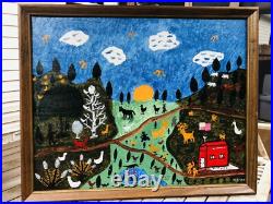 Outsider Folk Art Oil Painting Wildlife By Philip Chief Wiley Outsider Folk Art Oil Painting Wildlife By Philip Chief Wiley