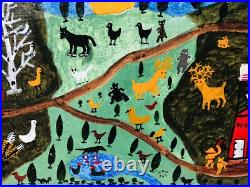 Outsider Folk Art Oil Painting Wildlife By Philip Chief Wiley Outsider Folk Art Oil Painting Wildlife By Philip Chief Wiley