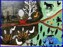 Outsider Folk Art Oil Painting Wildlife By Philip Chief Wiley Outsider Folk Art Oil Painting Wildlife By Philip Chief Wiley