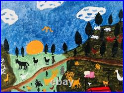 Outsider Folk Art Oil Painting Wildlife By Philip Chief Wiley Outsider Folk Art Oil Painting Wildlife By Philip Chief Wiley