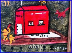 Outsider Folk Art Oil Painting Wildlife By Philip Chief Wiley Outsider Folk Art Oil Painting Wildlife By Philip Chief Wiley