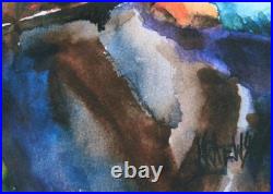 Outsider Folk Art Racing Horse and Jockey Original Watercolor by Ron Krajewski