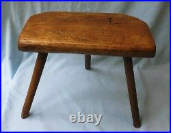 PAINTED ASH & ELM ANTIQUE MILKING STOOL WELSH or WEST COUNTRY- RUSTIC FOLK ART