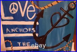 PAIR Original Folk Art Canvas Paintings LOVE/HOPE ANCHORS THE SOUL Nautical