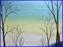 PRIMITIVE FOLK painting of Village in Winter by Tanus or Janus