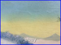 PRIMITIVE FOLK painting of Village in Winter by Tanus or Janus