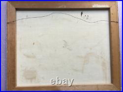 PRIMITIVE FOLK painting of Village in Winter by Tanus or Janus