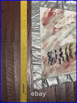 PURVIS YOUNG (1943-2010) Procession Outsider Art On Fabric 29x17 Miami