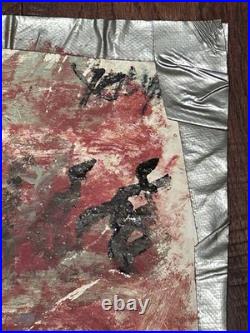 PURVIS YOUNG (1943-2010) Procession Outsider Art On Fabric 29x17 Miami