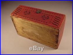 Paint Decorated Dome Top Document Box or Chest- Folk Art