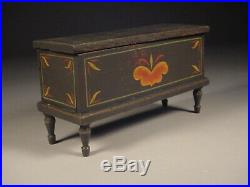 Paint Decorated Miniature Blanket Chest or Document Box New York State, Folk Art