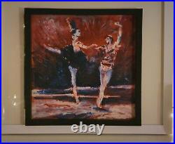 Painting Ballet Dancers Prima Ballerina Inspired Degas Art Signed M. Kravt Framed
