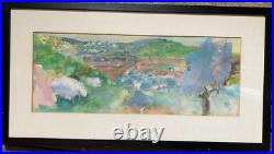 Painting City At Hang 1977 Indistinctly Signed Antique Frame Expressionist Hiq