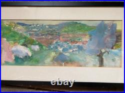 Painting City At Hang 1977 Indistinctly Signed Antique Frame Expressionist Hiq