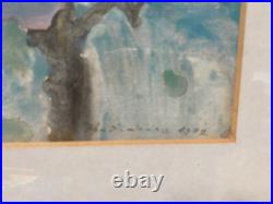 Painting City At Hang 1977 Indistinctly Signed Antique Frame Expressionist Hiq