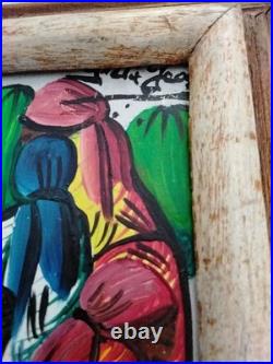Painting by Hatian Artist Felix Jean (1929-1979) in Original Frame 13 X 20.5