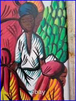Painting by Hatian Artist Felix Jean (1929-1979) in Original Frame 13 X 20.5