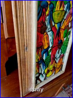 Painting by Hatian Artist Felix Jean (1929-1979) in Original Frame 13 X 20.5