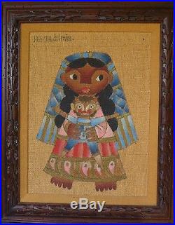 Pair of Mexican folk art burlap paintings JOSE MARIA DE SERVIN (1917-1983)