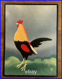 Paul Kitchin Folk Art Painting Rooster 18x24 Unframed