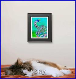 Peacock Folk Art Painting 11x14 Original Abstract Acrylic Boho Wall Decor