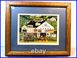 Peppercricket Farms Folk Art Painting Framed Rural Americana Scene