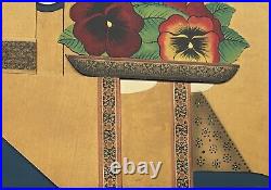 Persian Girl with Flowers & Fruit Wood Hanging Painting, Art Work, Set of 3