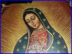 Peruvian Gilt framed oil on canvas virgin Our Lady of Guadalupe peru folks art