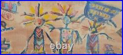 Petroglyph art American original painting 1980s folk art painting