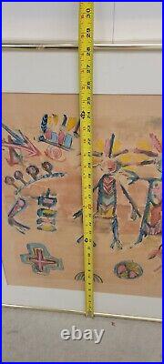 Petroglyph art American original painting 1980s folk art painting