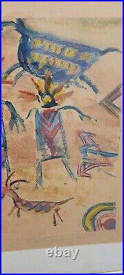 Petroglyph art American original painting 1980s folk art painting