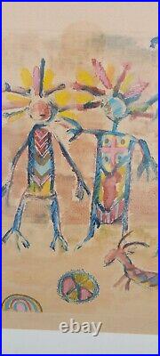 Petroglyph art American original painting 1980s folk art painting