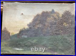 Philipp Graf 1874 Oil Painting Antique Band at the Edge of Forest to Restore